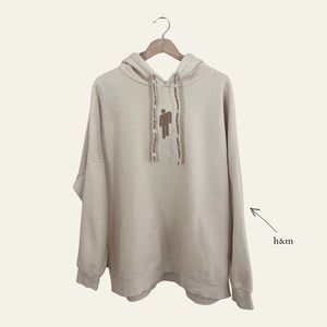 H&M, oversized Billie Eilish graphic hoodie, casual, sweater, cream, xl